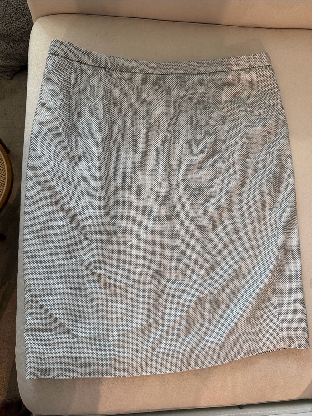 Classic Textured Cream-Gray Pencil Skirt